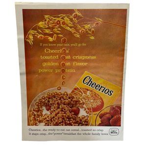 Vintage 1958 Print Ad Cheerios Cereal General Mills Toasted Oats Breakfast